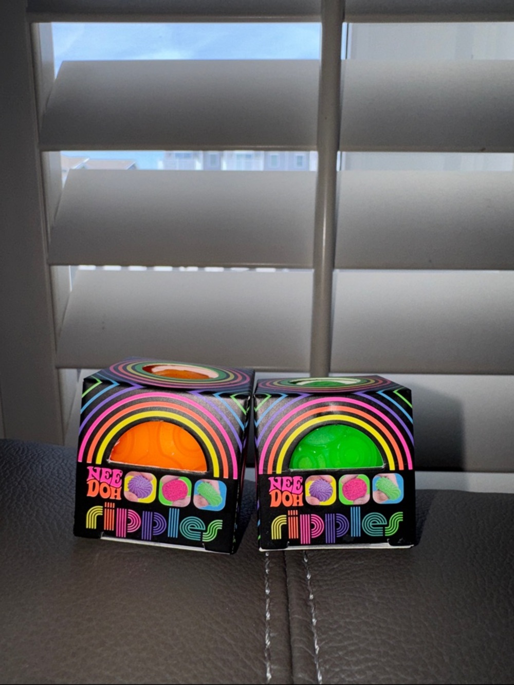 2 NeeDoh Ripples Stress Balls - Orange & Green